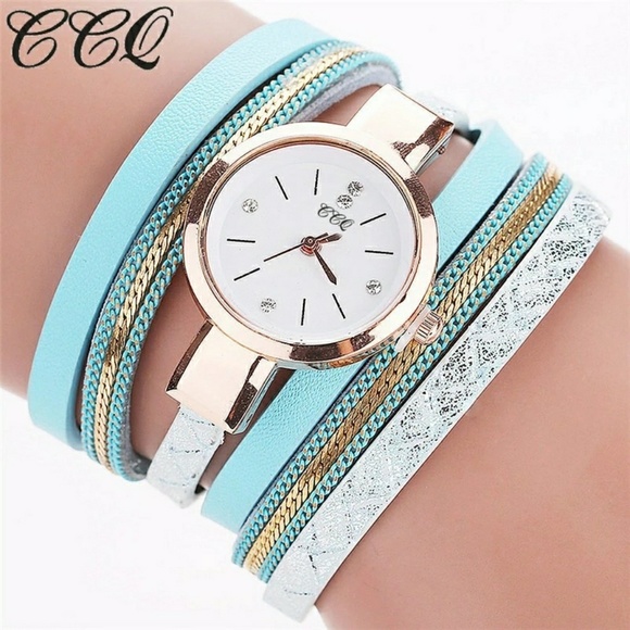 Accessories - Women Long Leather Bracelet Watches Gold Fashion Q